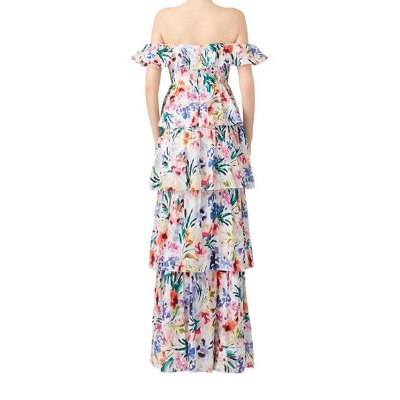 Amanda Uprichard Floral Ruffle Venezia Gown Size Small - Picture 2 of 8